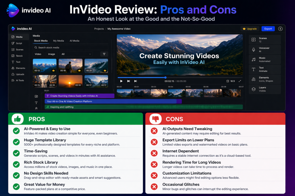 5. InVideo AI Review Honest Pros and Cons