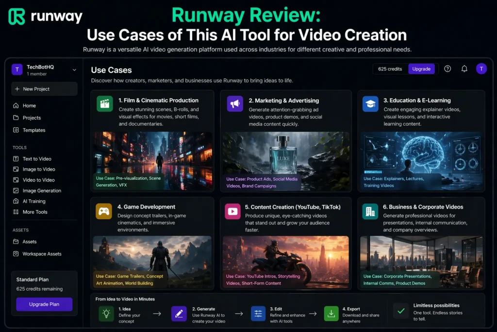Runway review AI tool for video generation comparison interface showing features versus other AI tools