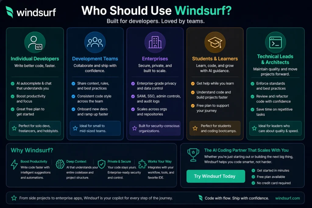 Windsurf review – who should use Windsurf AI coding tool including developers, teams, and beginners