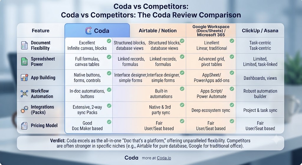 Coda vs Competitors The Coda Review Comparison