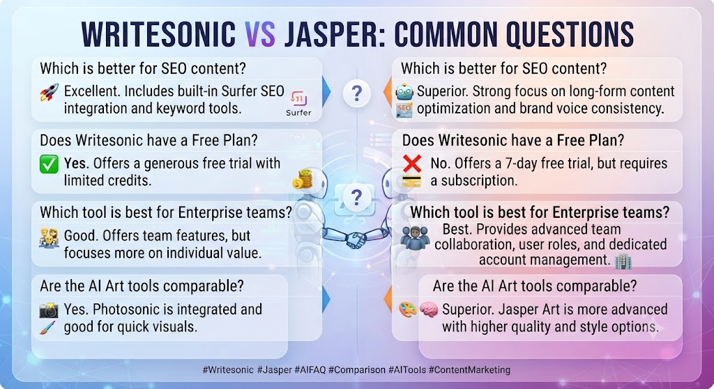 Common Questions Writesonic vs Jasper