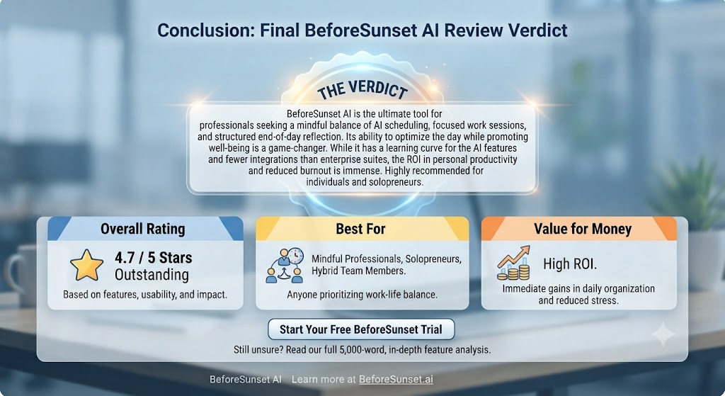 Conclusion Final BeforeSunset AI Review Verdict