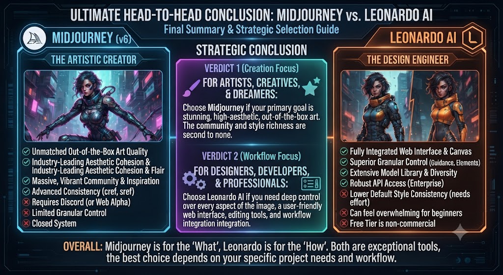 Conclusion Midjourney vs Leonardo AI