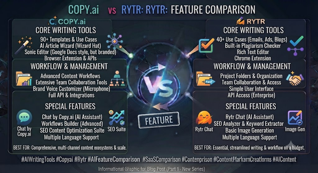 Copy.ai vs Rytr Feature Comparison