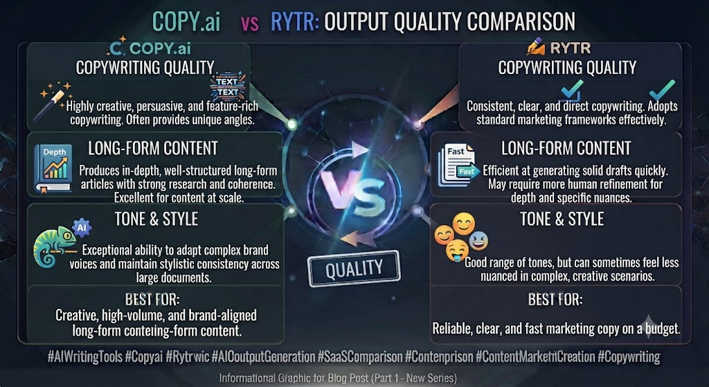 Copy.ai vs Rytr Output Quality Comparison
