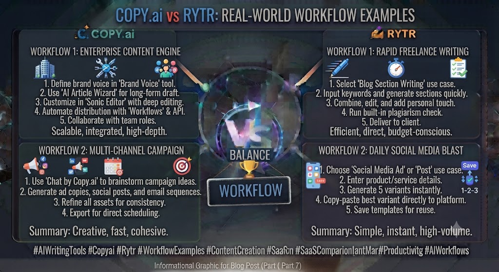 Copy.ai vs Rytr Real World Workflow Examples