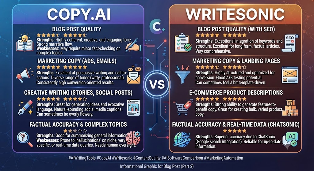 Copy.ai vs Writesonic Output Quality Comparison