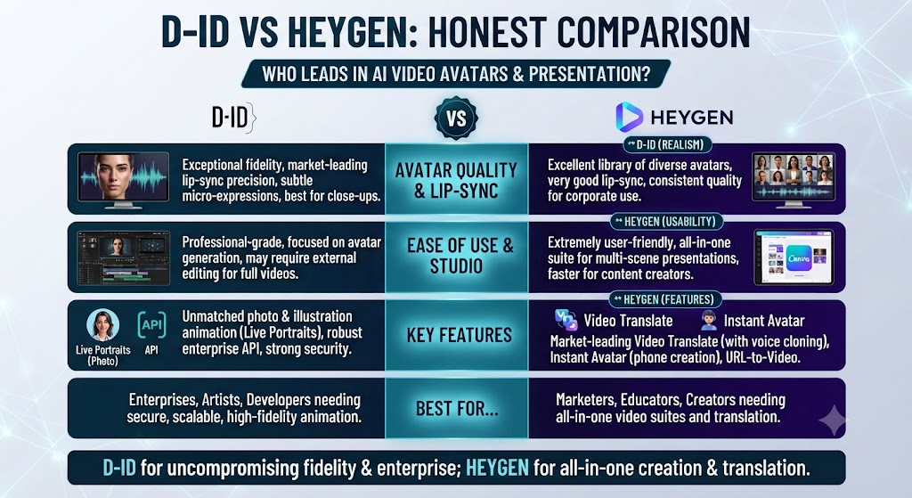 D ID vs HeyGen Honest Comparison