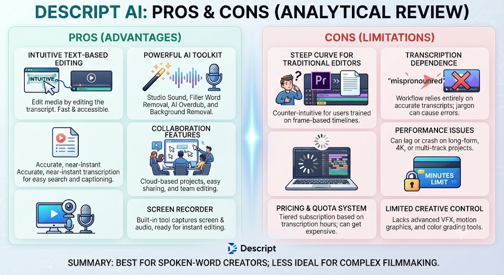 Descript ai Pros and Cons