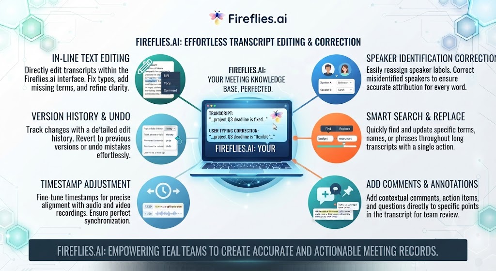 Fireflies.ai Review Editing and Correcting Transcripts