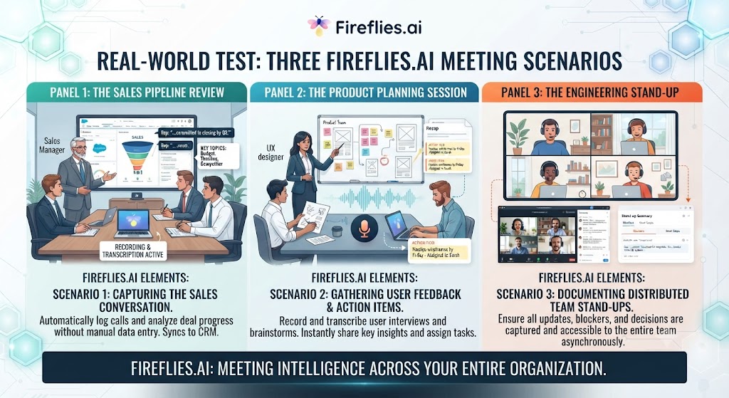 Fireflies.ai Review Real World Test Three Meeting Types