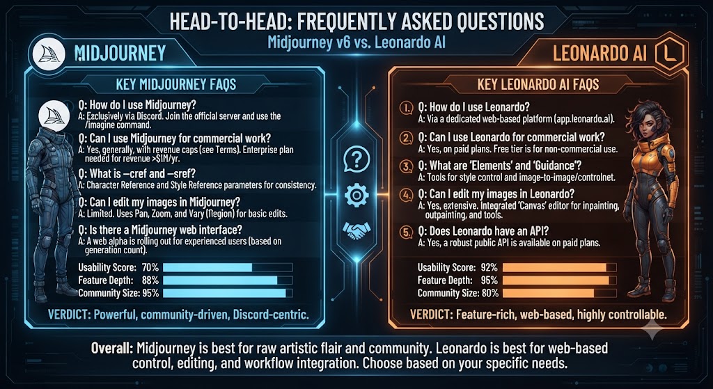Frequently Asked Questions Midjourney vs Leonardo AI