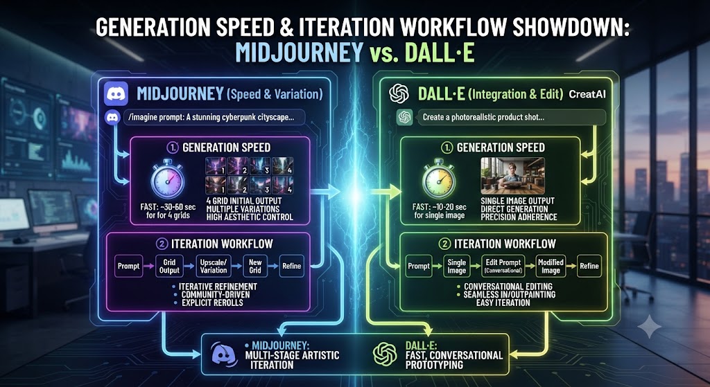Generation Speed and Iteration Midjourney vs DALL·E