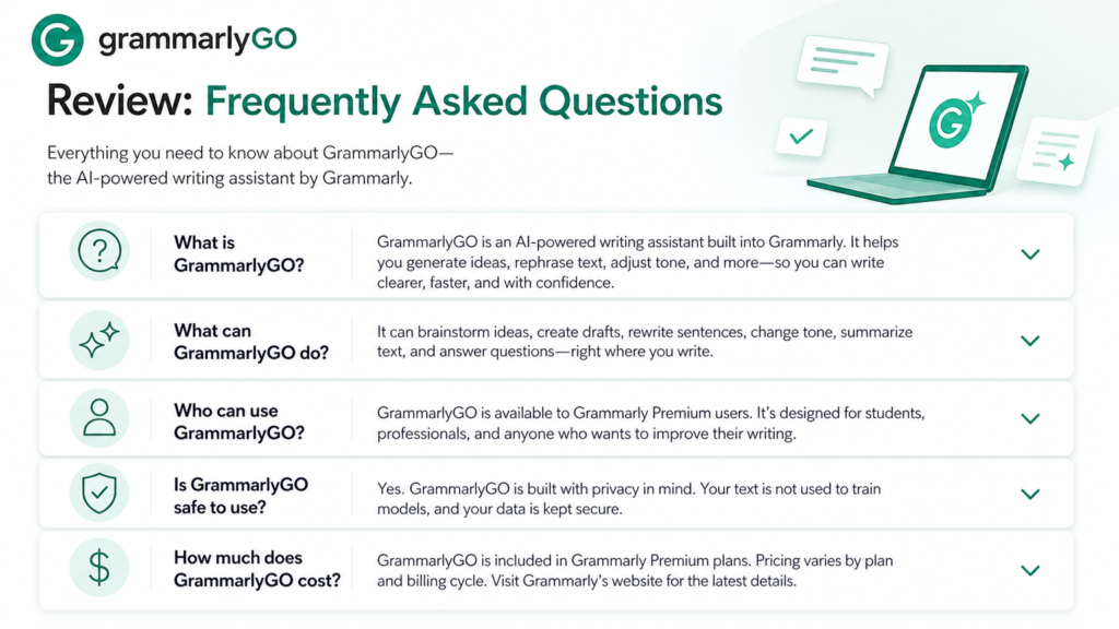 GrammarlyGO Review Frequently Asked Questions