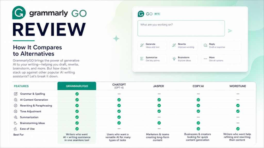 GrammarlyGO Review How It Compares to Alternatives