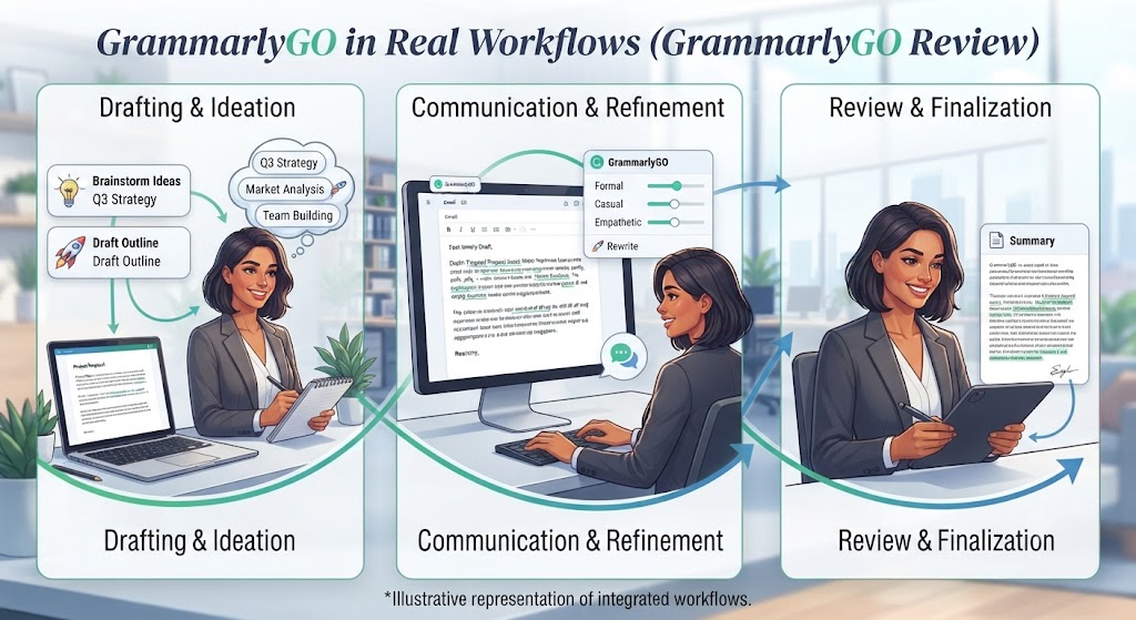 GrammarlyGO in Real Workflows ( GrammarlyGO Review )