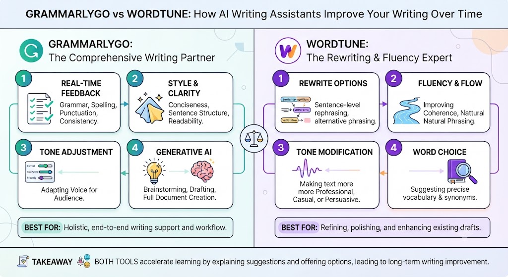 GrammarlyGO vs Wordtune How AI Writing Assistants Actually Improve Your Writing Over Time