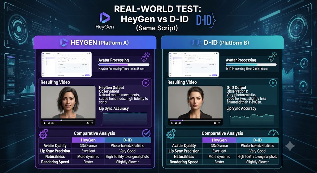 HeyGen vs D ID Real World Test Same Script, Both Platforms