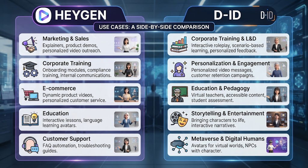 HeyGen vs D ID Use Cases
