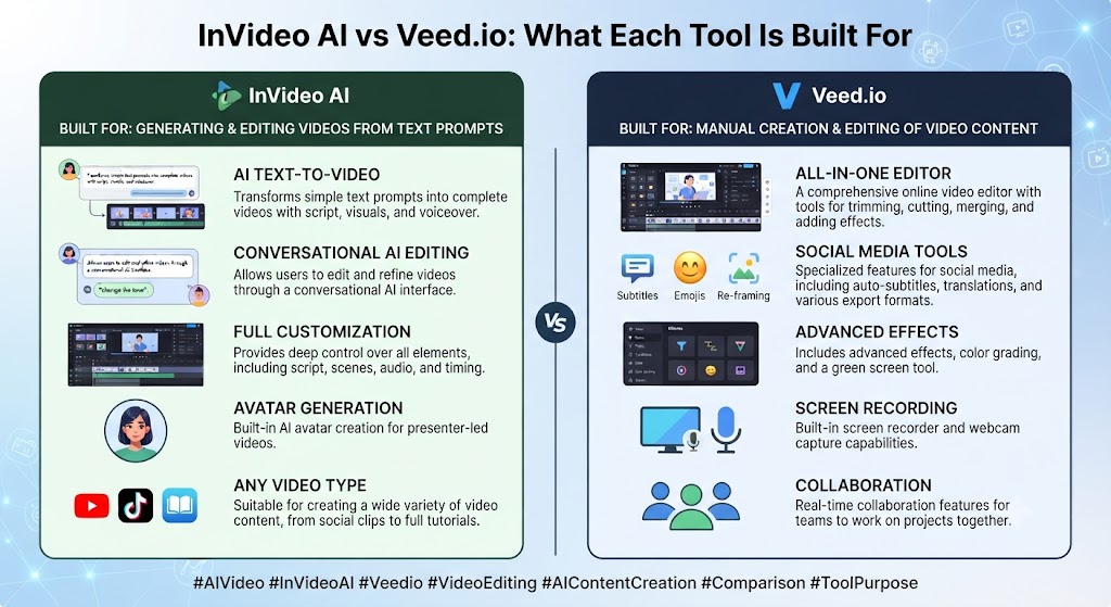 InVideo AI vs Veed.io What Each Tool Is Built For