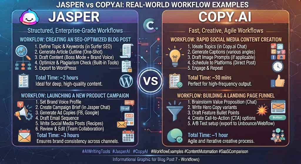 Jasper vs Copy.ai Real World Workflow Examples