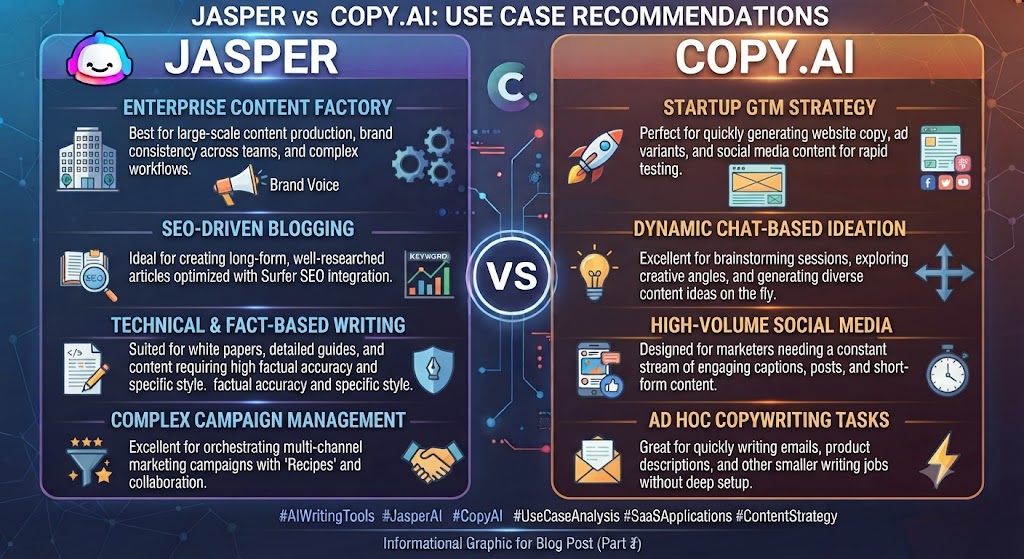 Jasper vs Copy.ai Use Case Recommendations