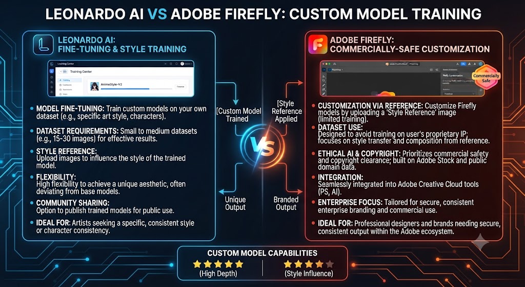 Leonardo AI vs Adobe Firefly Custom Model Training