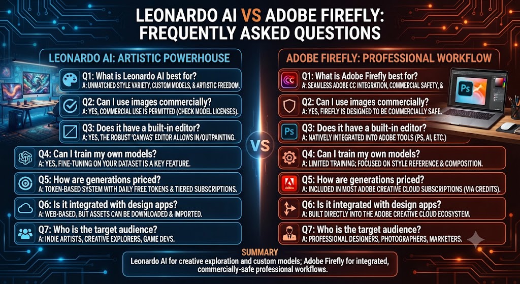 Leonardo AI vs Adobe Firefly Frequently Asked Questions