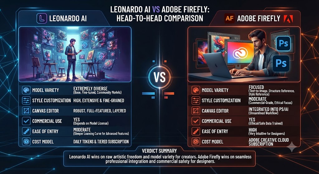 Leonardo AI vs Adobe Firefly Head to Head Comparison