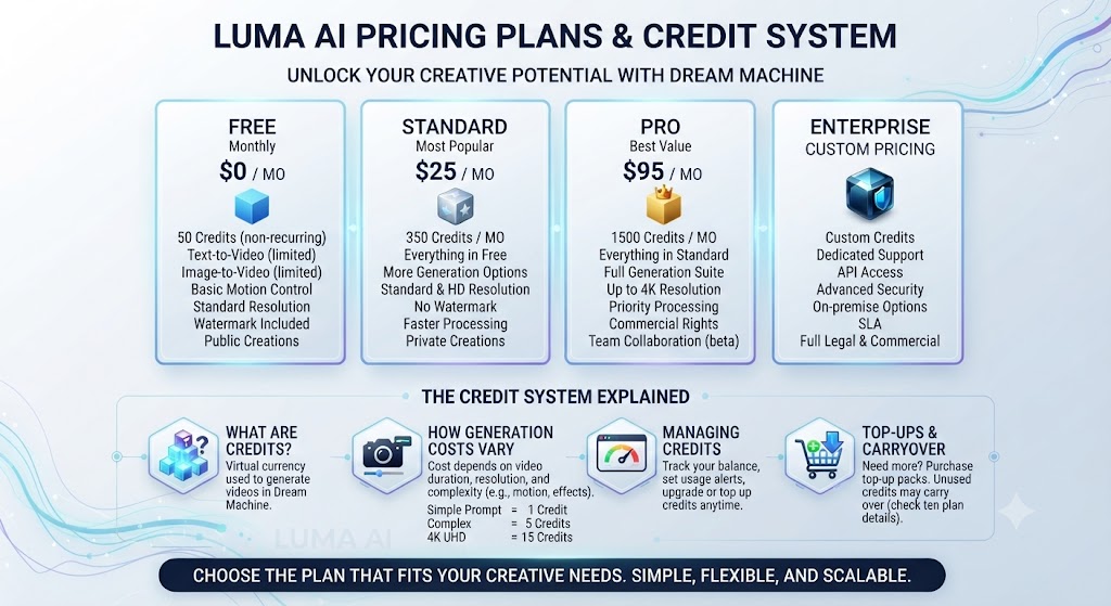 Luma AI Pricing — Plans and Credit System