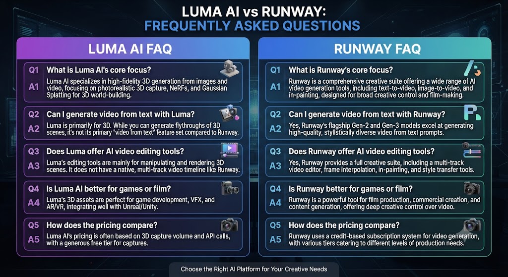 Luma AI vs Runway FAQ