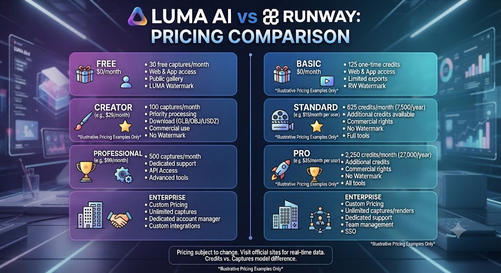 Luma AI vs Runway Pricing Comparison
