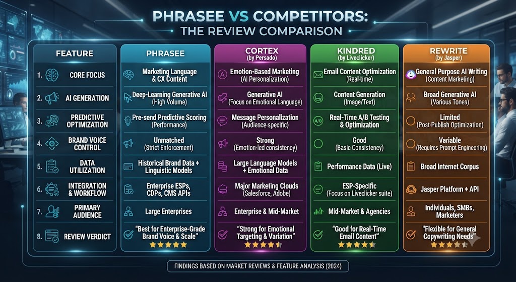 Phrasee vs Competitors The Phrasee Review Comparison