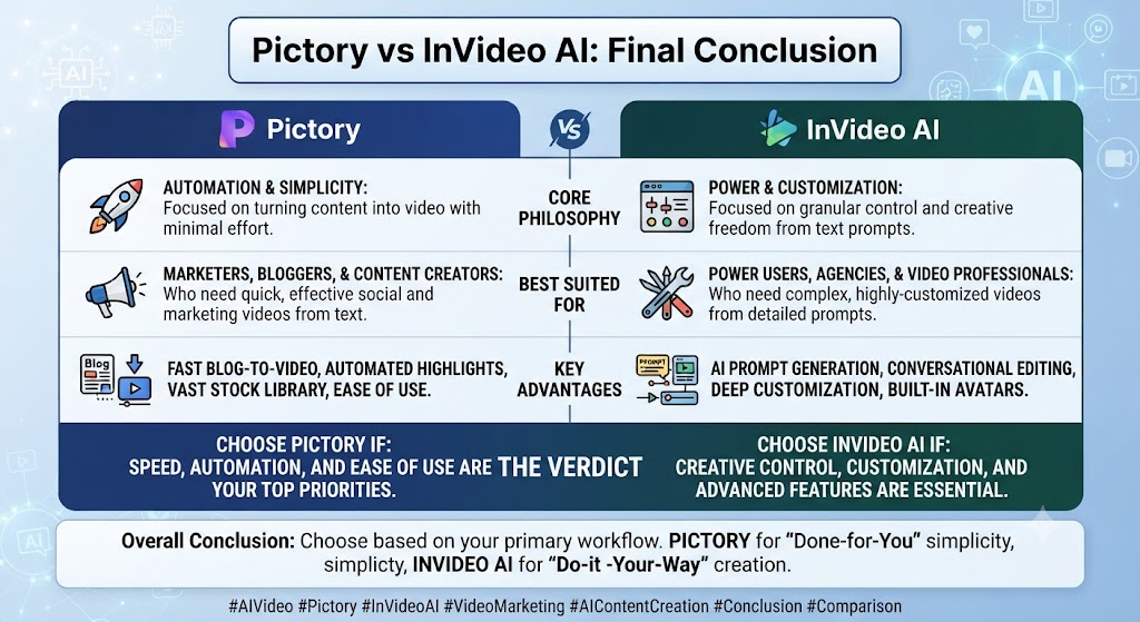 Pictory vs InVideo AI Conclusion