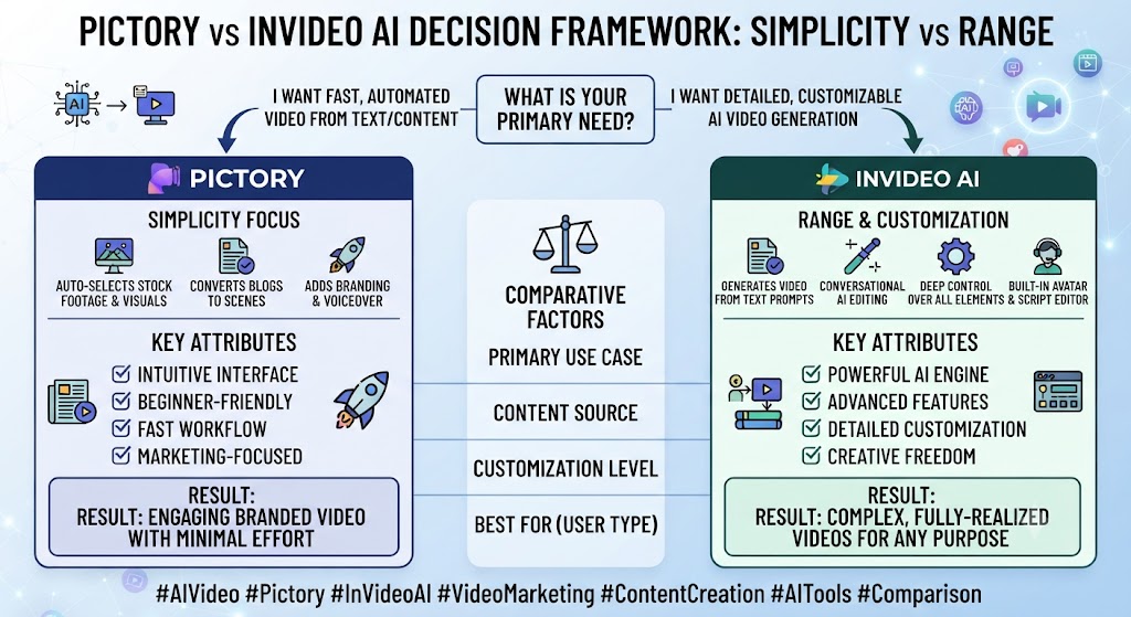 Pictory vs InVideo AI Decision Framework Simplicity vs Range