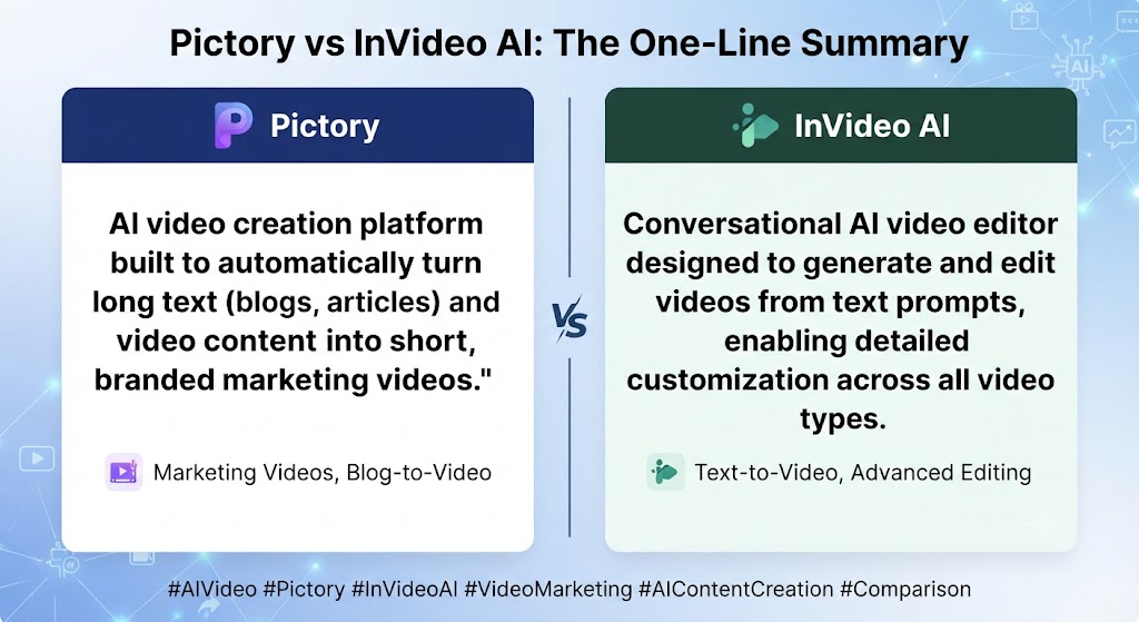 Pictory vs InVideo AI The One Line Summary