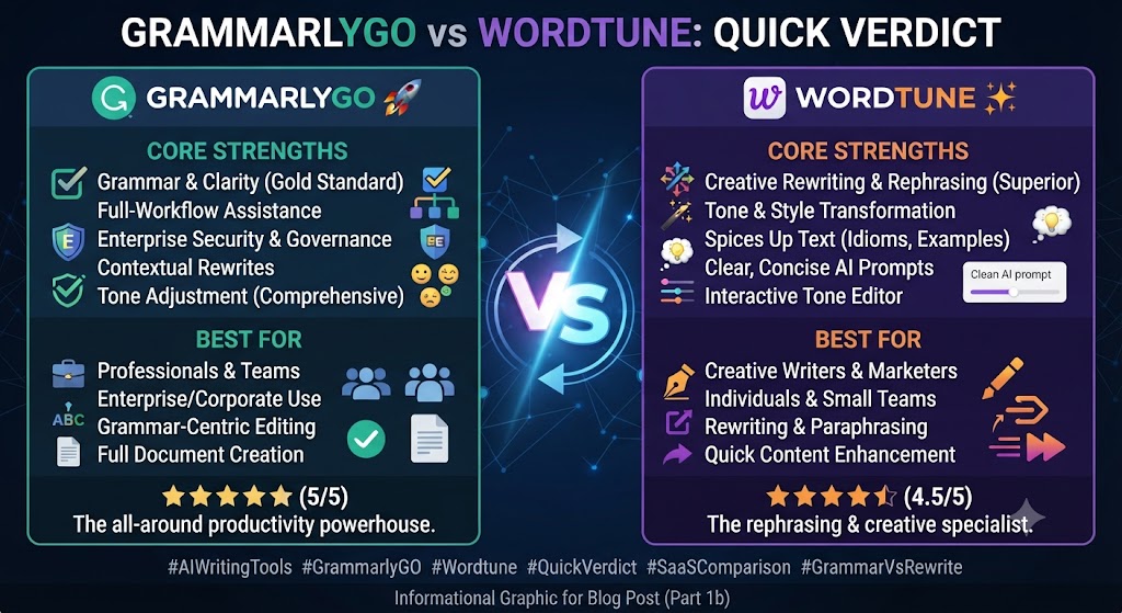 Quick Verdict GrammarlyGO vs Wordtune at a Glance