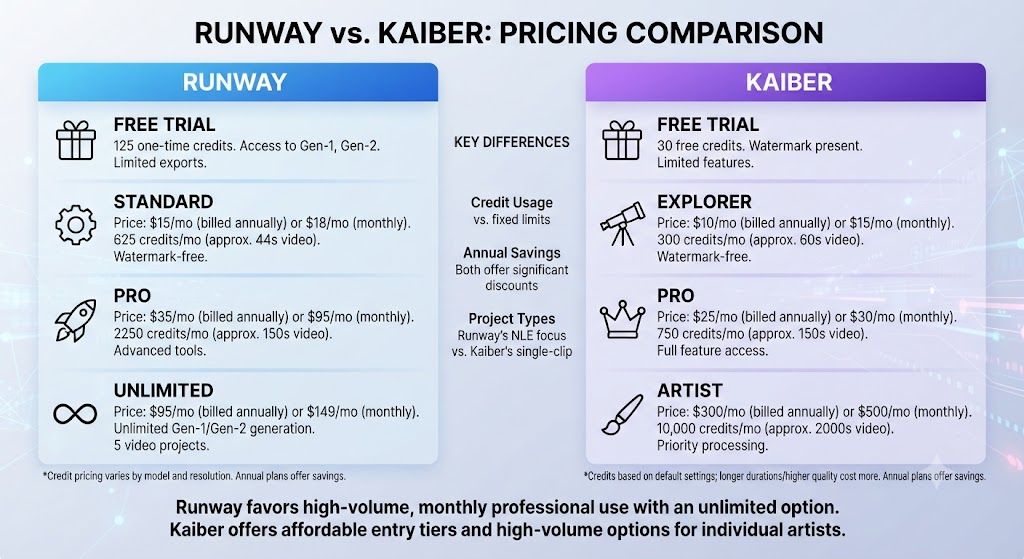 Runway vs Kaiber Pricing Comparison