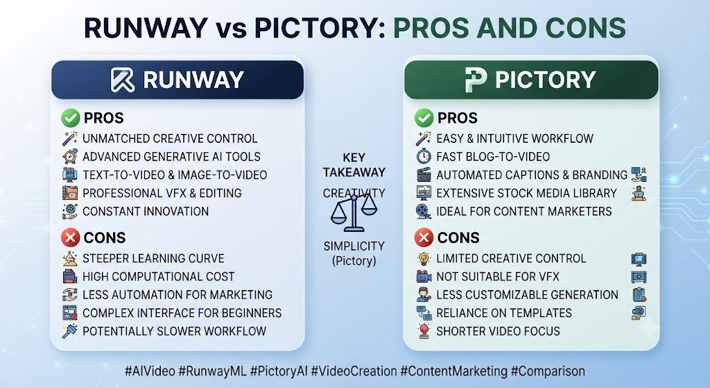Runway vs Pictory Pros and Cons