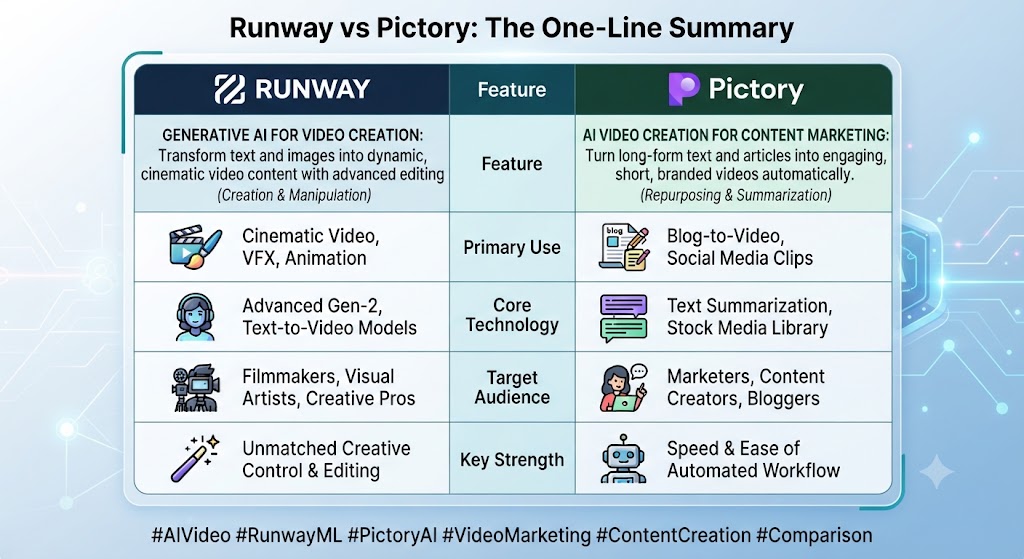 Runway vs Pictory The One Line Summary