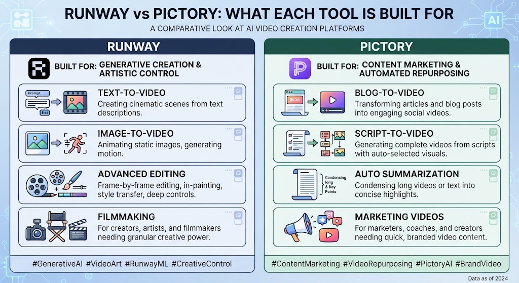 Runway vs Pictory What Each Tool Is Built For