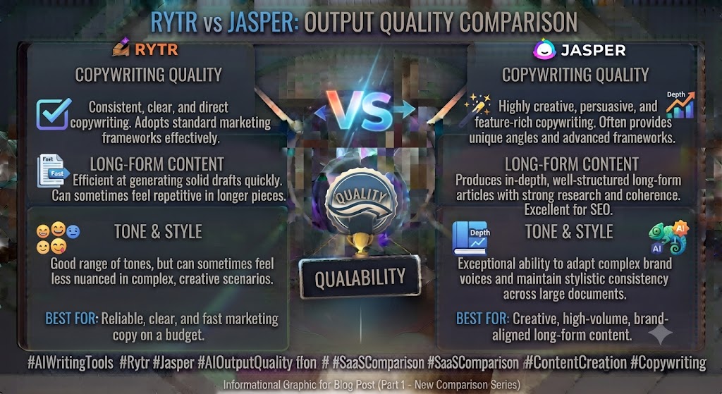 Rytr vs Jasper Output Quality Comparison