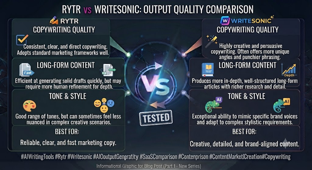 Rytr vs Writesonic Output Quality Comparison