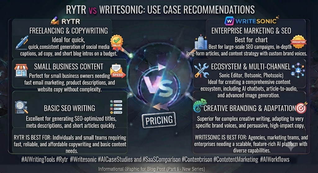 Rytr vs Writesonic Use Case Recommendations