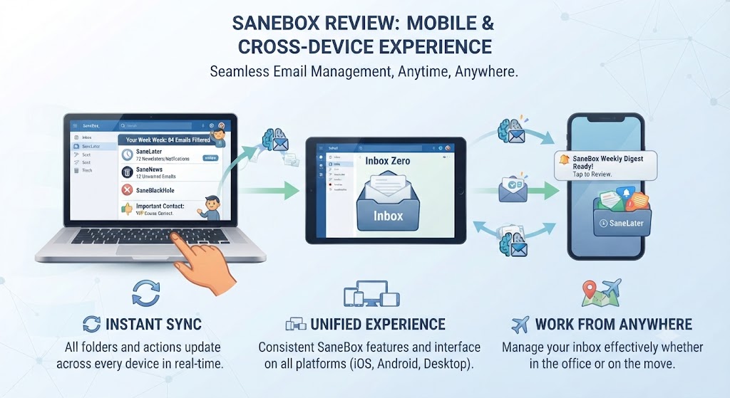 SaneBox Review Mobile and Cross Device Experience