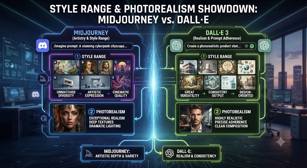Style Range and Photorealism Midjourney vs DALL·E