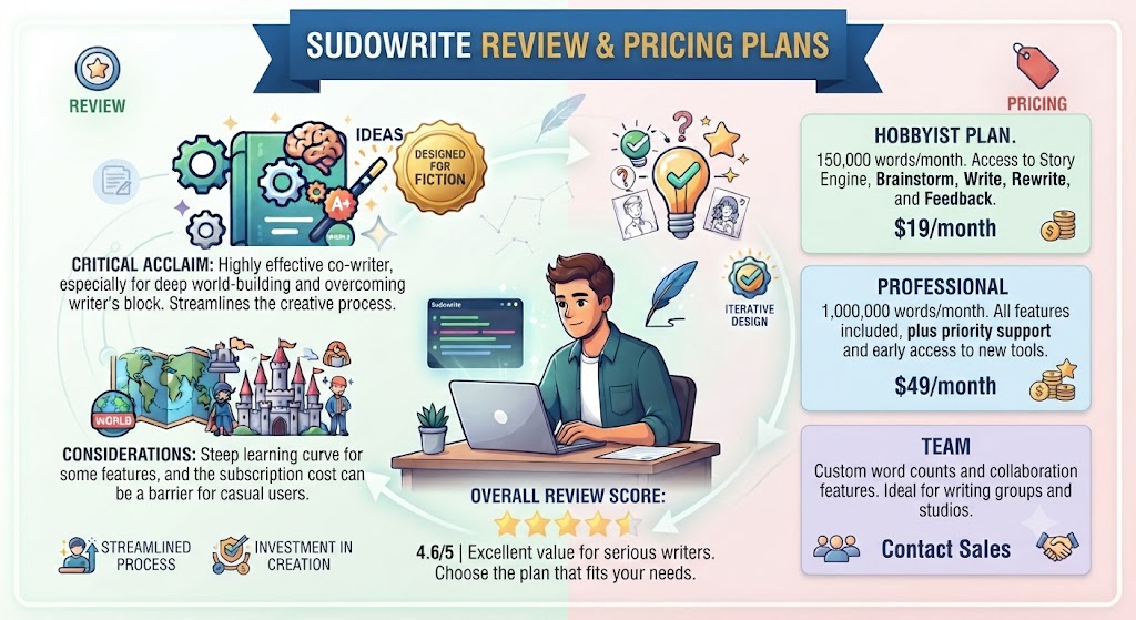 Sudowrite Review Pricing Plans