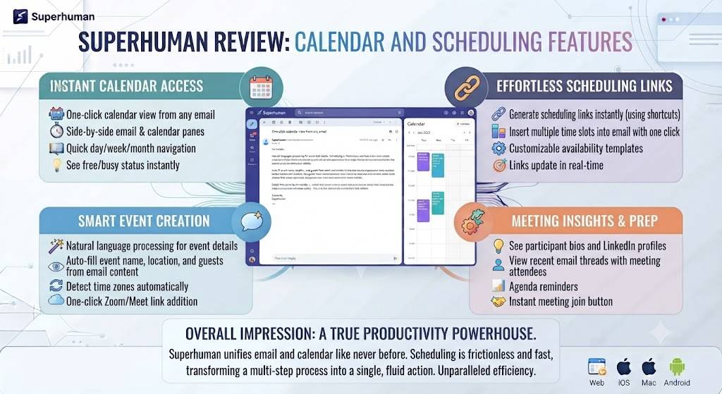 Superhuman Review Calendar and Scheduling Features