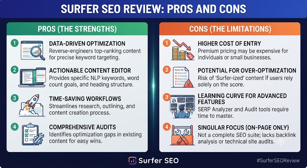 Surfer SEO Review Pros and Cons