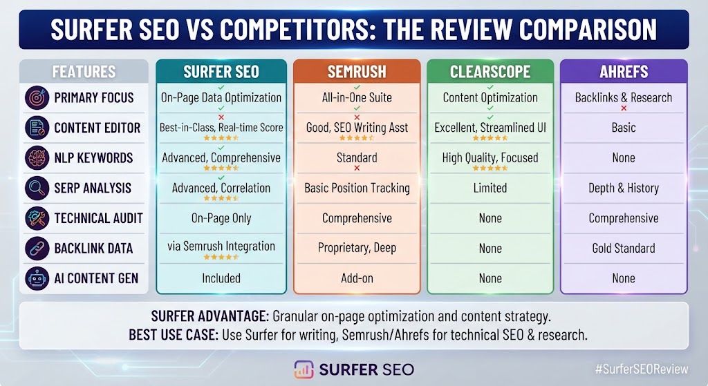 Surfer SEO vs Competitors The Surfer SEO Review Comparison